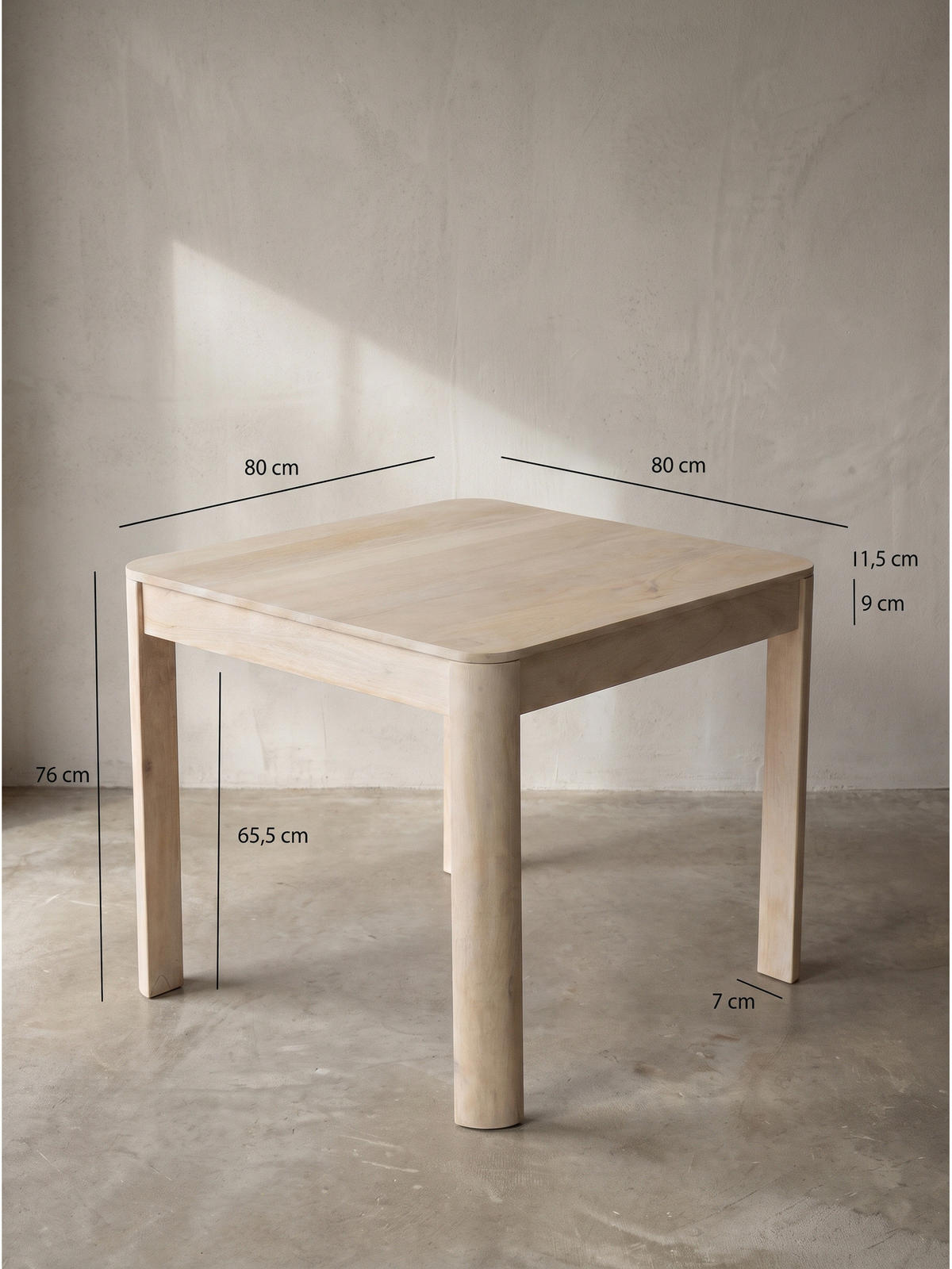 ESSTISCH CHARENTE, Mango Massivholz, handgefertigt, Weiß-Mango, 80 x 80 x 76 cm - Beige/Weiß, Holz (80/80/76cm) - KADIMA DESIGN