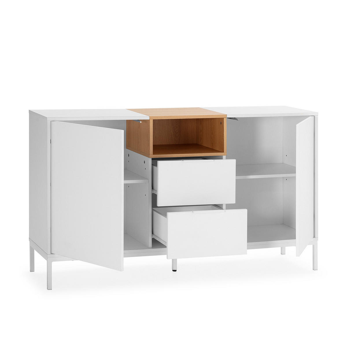 SIDEBOARD Nieve 2 türen 2 schubladen Weiß - Weiß, Holzwerkstoff (140/80/40cm)
