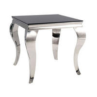 COUCHTISCH Prince Schwarzglas / Chrom 55 / 55 / 55cm - Silberfarben/Schwarz, Glas/Holz (55/55/55cm) - Feldmann-Wohnen