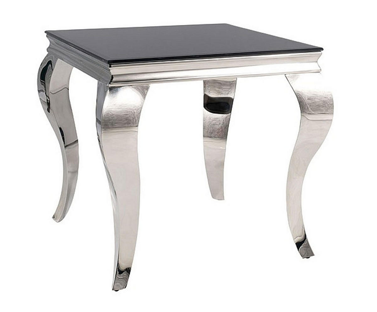 COUCHTISCH Prince Schwarzglas / Chrom 55 / 55 / 55cm - Silberfarben/Schwarz, Glas/Holz (55/55/55cm) - Feldmann-Wohnen