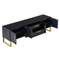TV-SCHRANK 170/40/53,5 cm mit 4 Türen, 2 Schubladen, Kabelöffnungen und Hochglanz aus MDF, Schwarz/Gold - Schwarz, Holzwerkstoff (170/53.5/40cm) - Redom