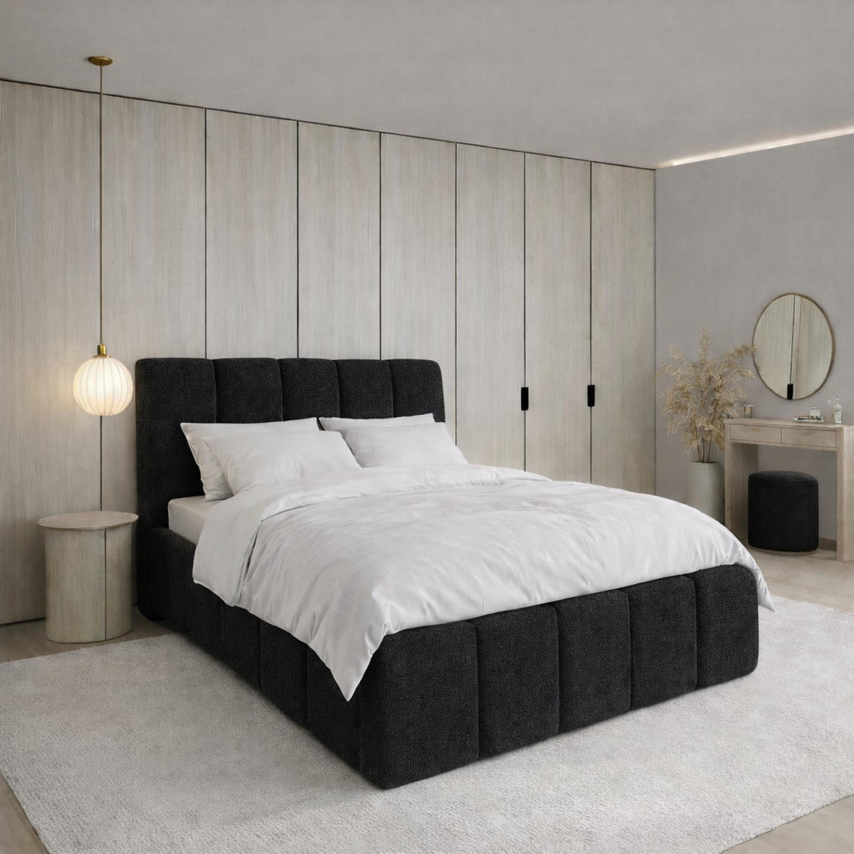 POLSTERBETT CLOUDY mit Bettkasten 180x200,Doppelbett,Lattenrost,Boxspringbett-Optik,ohne Matratze,Schlafzimmer-Schwarz - Schwarz, Holz (180/200cm) - Furnistar