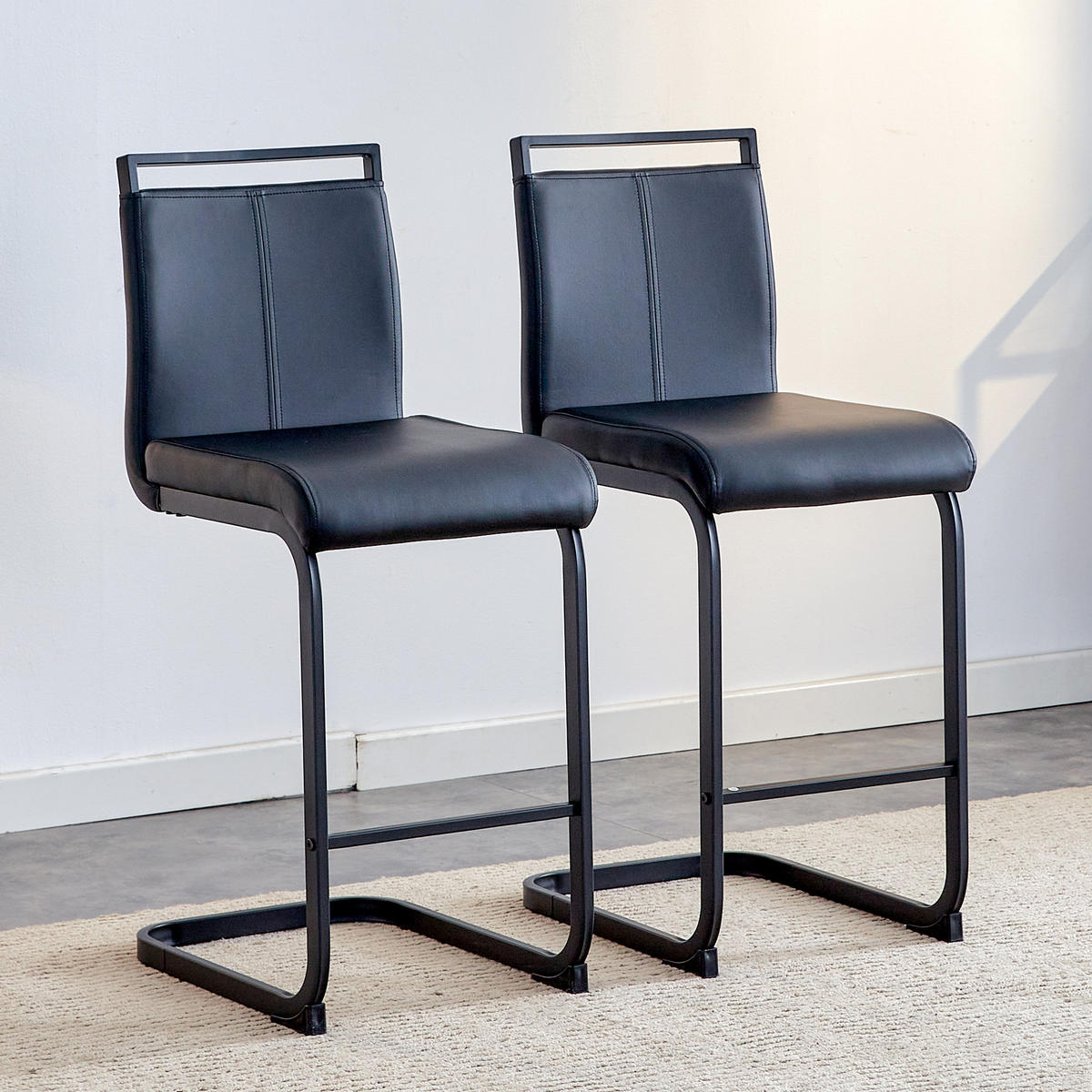 SCHWINGSTUHL DE-36502 2er Set mit PU-Bezug Schwarz - Schwarz, Metall (46.5/96.5/39cm) - ComfortXL