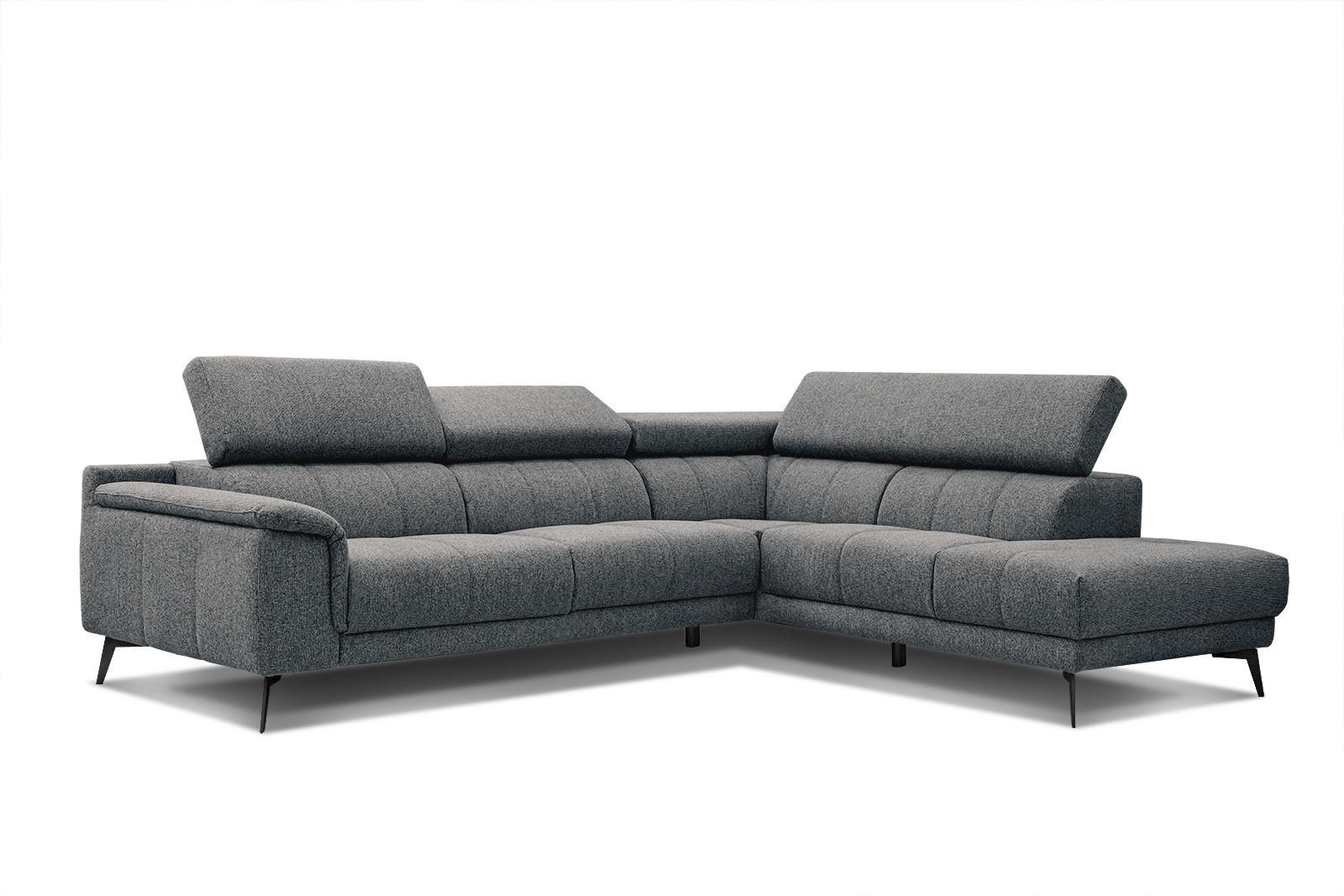 ECKSOFA FIERO 5-Sitzer, dunkelgrau - Dunkelgrau/Schwarz, Holzwerkstoff/Textil (290/228cm) - Courtois Laville