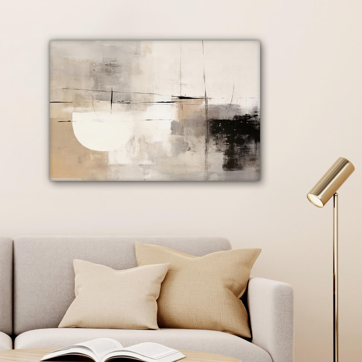 LEINWANDBILD Abstrakt - Kunst - Grau Wanddeko 90x60 cm - Hellgrau, Textil (90/60cm) - MuchoWow