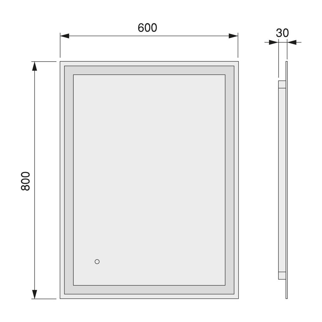 Thumbnail - Emuca Badspiegel, Mehrfarbig, Glas, 9.2x68x87.7 cm, Badezimmer, Badezimmerspiegel, Badspiegel