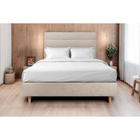 KOPFTEIL Modell Linien – Beigebrauner Stoff 135 cm - Beige/Braun, Karton/Holz (135/120/10cm) - Sommeil de Plomb