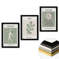 WANDBILDER 3er-Set - 20x30 cm Schwarzer Rahmen - Abstrakte Pflanzenfiguren - Schwarz, Kunststoff (20/30cm) - ArtPrintCave