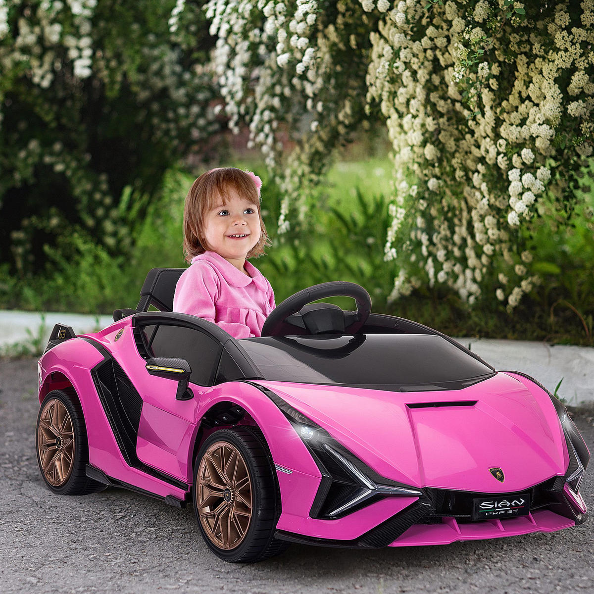 KINDER Elektroauto, 12V Elektrisch Kinderfahrzeug mit 2,4G-Fernbedienung Rosa - Hellrosa, Metall (108/62/40cm) - HOMCOM