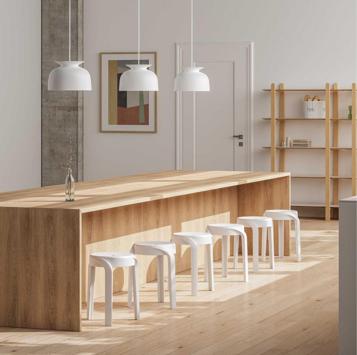 HOCKER POMPA weiß - Weiß, Kunststoff (36/45/35cm) - Légia Home