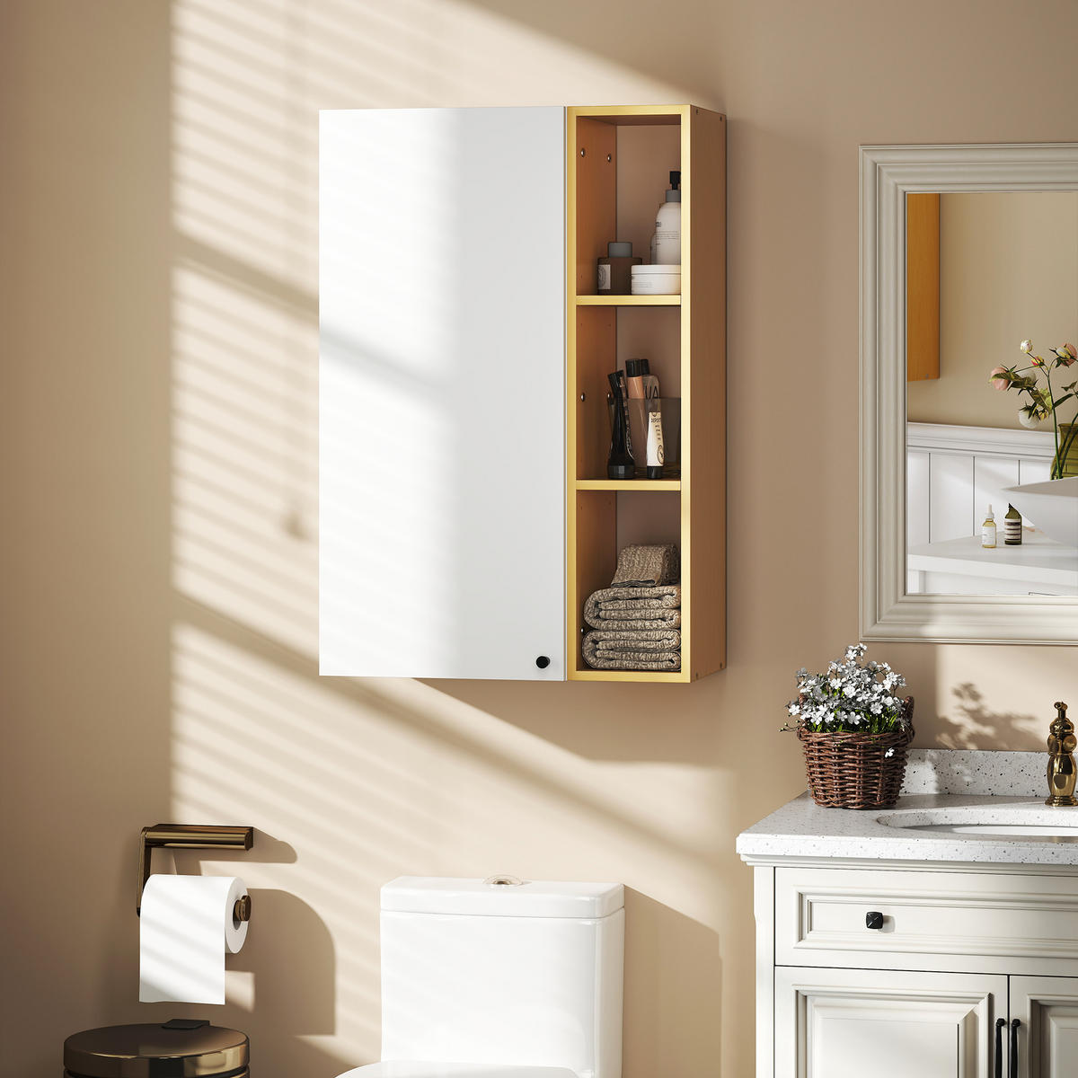 HÄNGESCHRANK Weiß, Holzfarbe 1 Stück - Weiß, Kunststoff (59.5/90/30cm) - GiPP