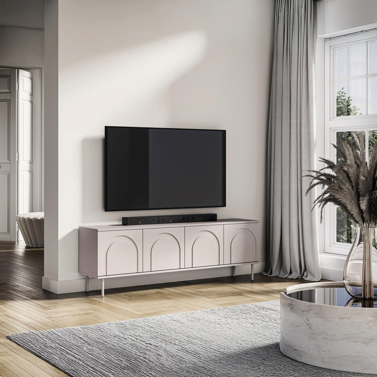 TV-LOWBOARD Orvella Taupe 159,7 cm - Taupe, Holzwerkstoff (159.7/53/34cm) - Homebook