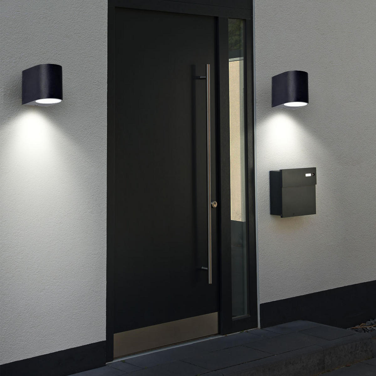 LED AUSSEN-WANDLEUCHTE ALU Schwarz - Schwarz, Glas (7/8/9.4cm)