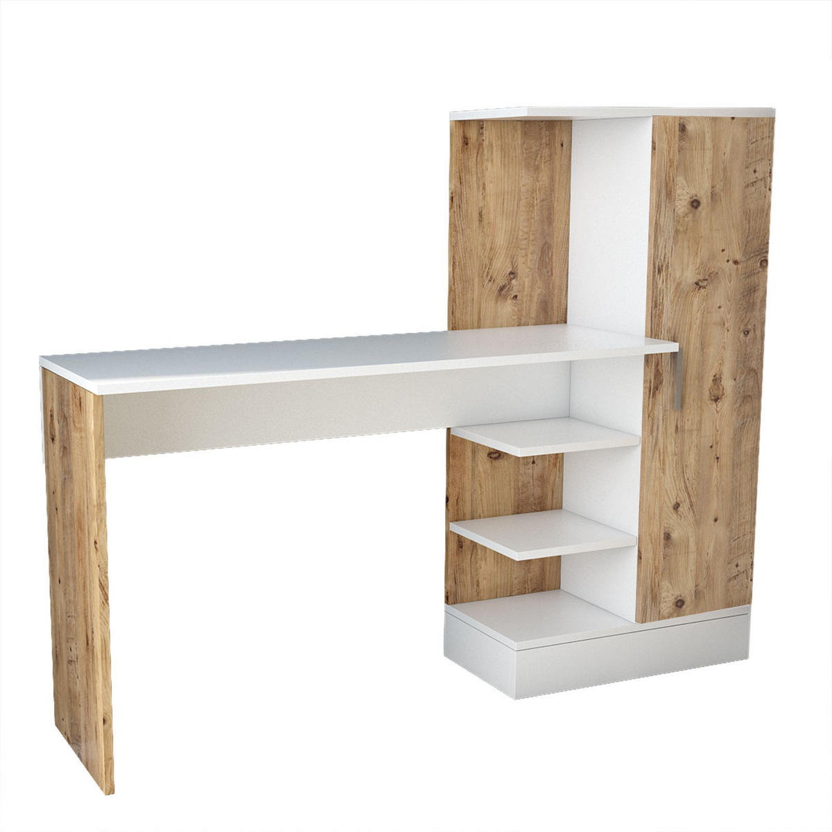 SCHREIBTISCH - 152.3 cmcm x 40 cmcm - Holz, Platte - Naturfarben Hell, Weiß - MILARIA - Naturfarben/Weiß, Holz (129.2/40/120cm) - Vente-Unique