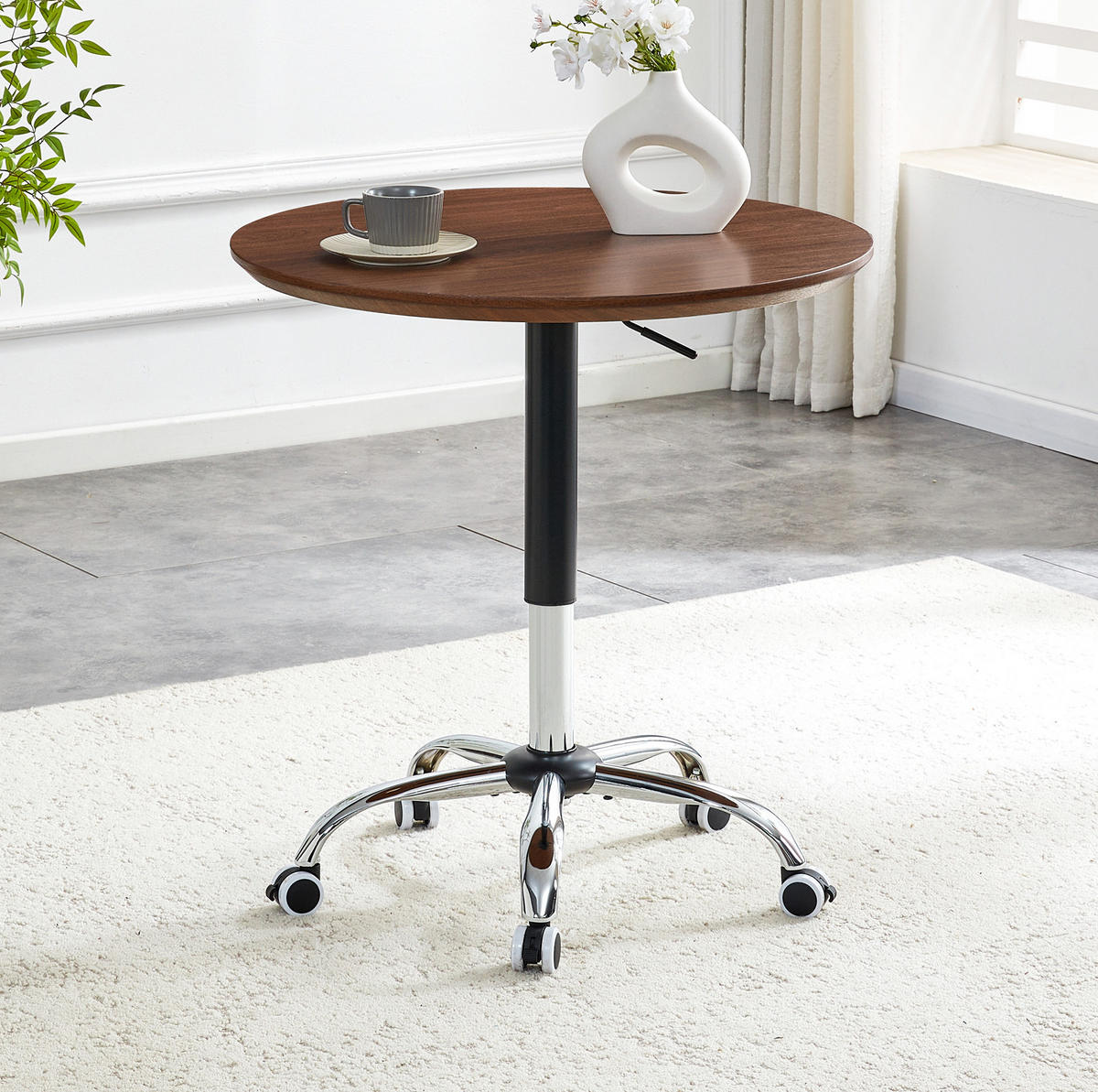 BEISTELLTISCH 70/70/73,5-98,5 cm Nussbaumfarben aus MDF und Metall höhenverstellbar - Walnussfarben, Holzwerkstoff (70/70/73.5cm) - OKMYHOME