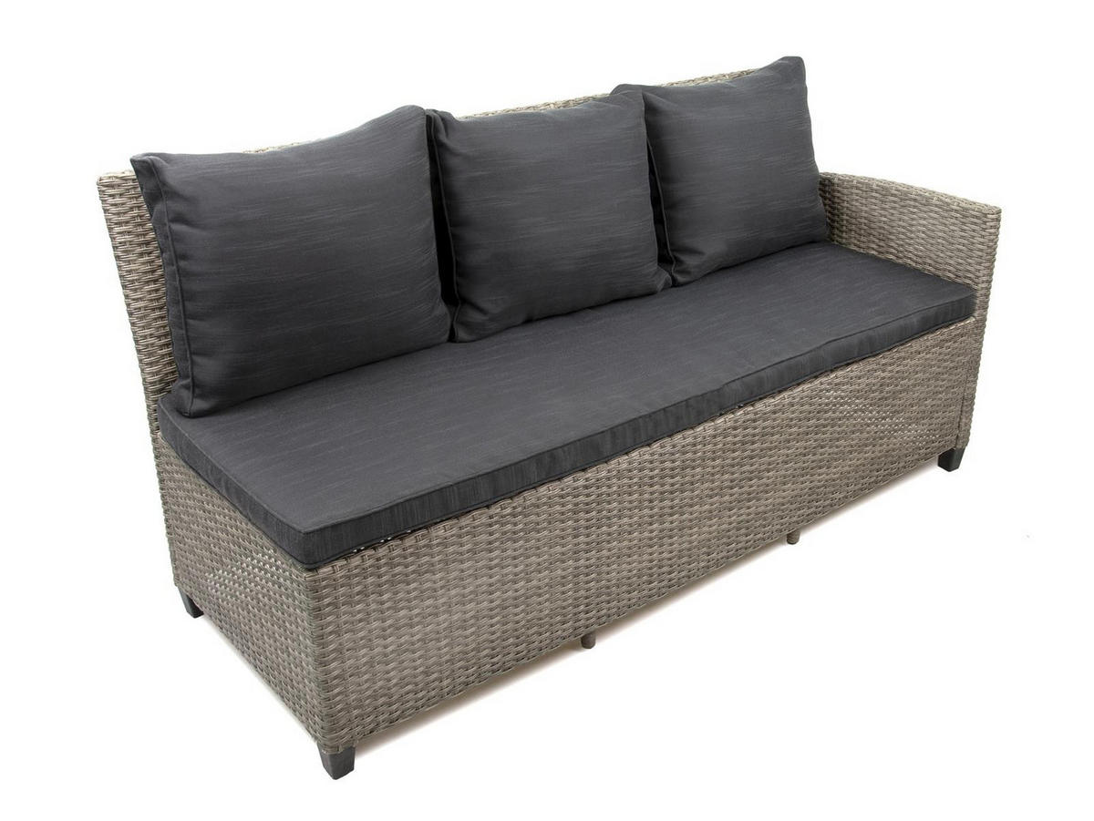 DININGLOUNGE-SET Alpina Grau Polyrattan für 9 Personen - Grau, Naturmaterialien - Green Spirit