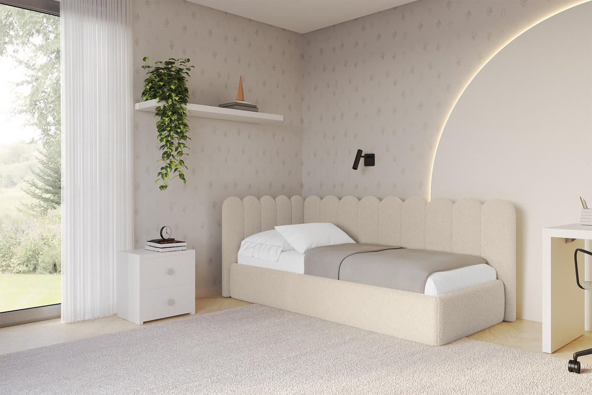 EINZELLBETT Jugendbett mit Bettkasten, Rechts - ARTY 90x200 Dunkelbeige - Taupe, Holzwerkstoff/Textil (90/200cm) - ALTDECOR