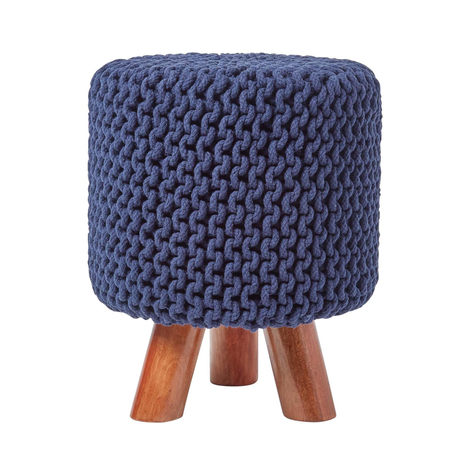 Homescapes Strick-Hocker Dunkelblau 32x42x32 cm