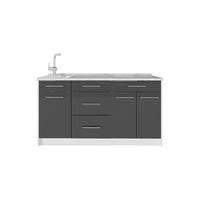 KUCHYŇSKÝ BLOK Fame-Line, Antracitový vysoký lesk/Bílá, 150 cm, PD Mramor - bílá/vysoce lesklá černá, kompozitní dřevo (150/82/60cm) - Vicco