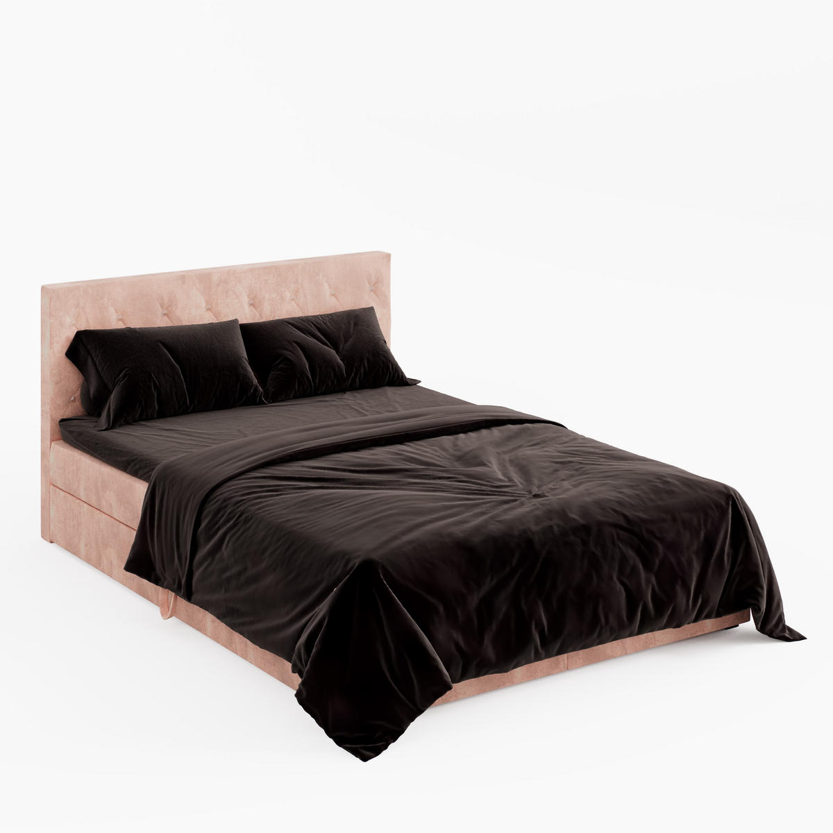 BOXBETT CRYSTAL 200/200 cm, in Hellrosa, Premium Velours-Stoff, Bettkasten, Matratze, Topper - Hellrosa, Textil (200/20cm) - Barchello