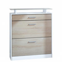 SCHUHSCHRANK Loret Front in Eiche sägerau - Eiche San Remo, Holzwerkstoff (89/104/23cm) - Vladon