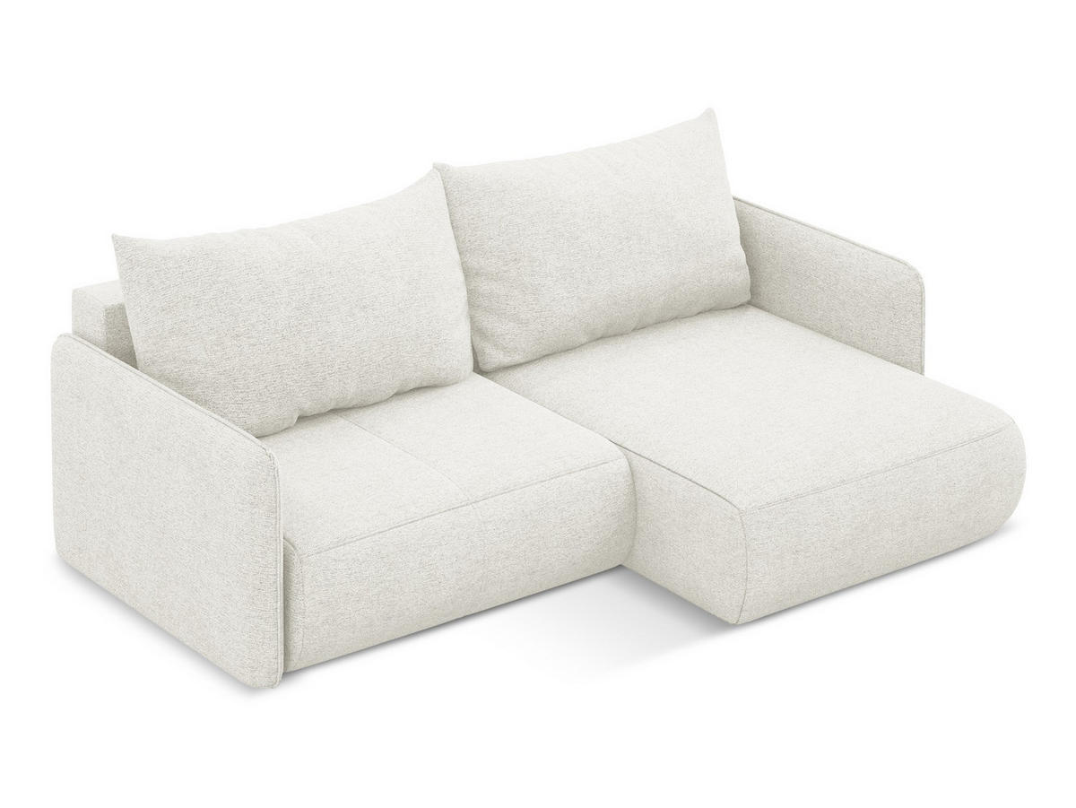 ECKSOFA mit Schlaffunktion Chenille Stoff Weiß - Schwarz/Weiß, Kunststoff/Textil (207/148cm) - Makamii
