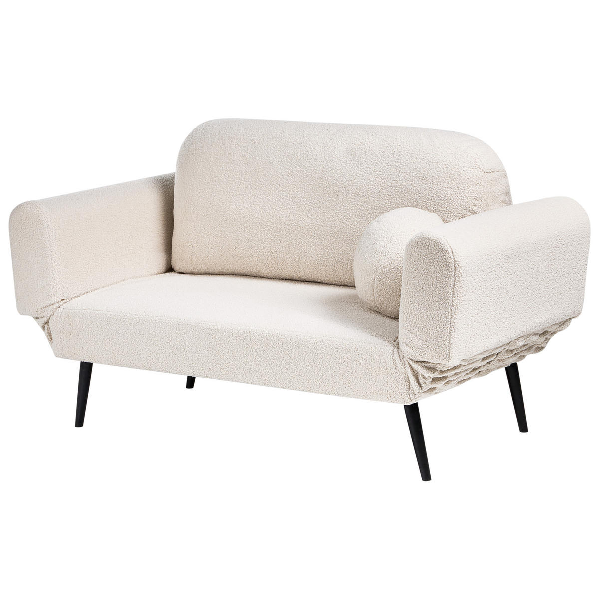 SCHLAFSOFA 2-Sitzer Bouclé Cremeweiß Dorotea - Creme/Schwarz, Textil (190/88/79cm) - Beliani