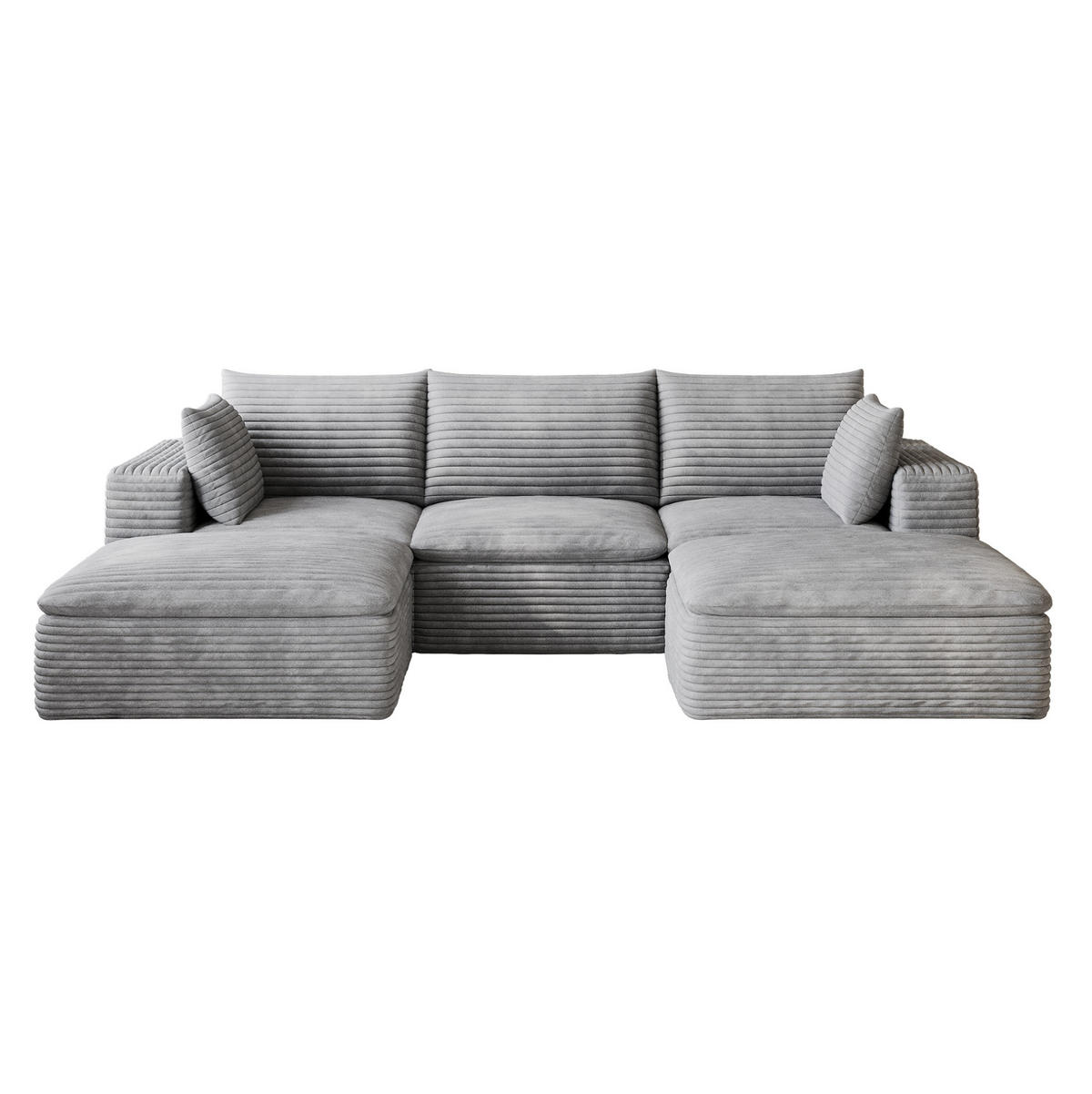 WOHNLANDSCHAFT aus Stoff 260 cm Grau mit abnehmbarer Polsterung und flexiblem Doppelschicht-Design - Grau, Textil (260/60/160cm) - Modfu