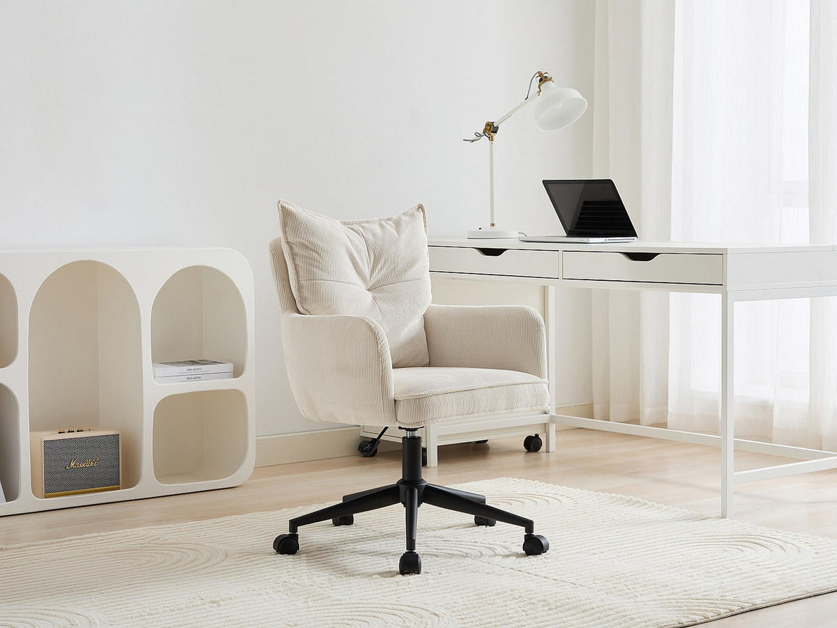 BÜROSTUHL ohne Armlehnen - 59.5 cm x 64 cm - stoff - cremefarben Bataru - Creme, Textil (59.5/88/64cm) - Vente-Unique