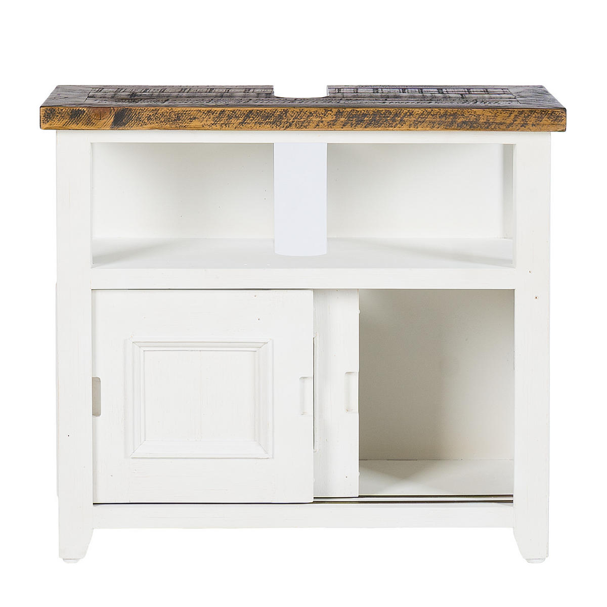 WASCHBECKENUNTERSCHRANK - Kiefer massiv - Weiß, Holz (75/68/35cm) - home24