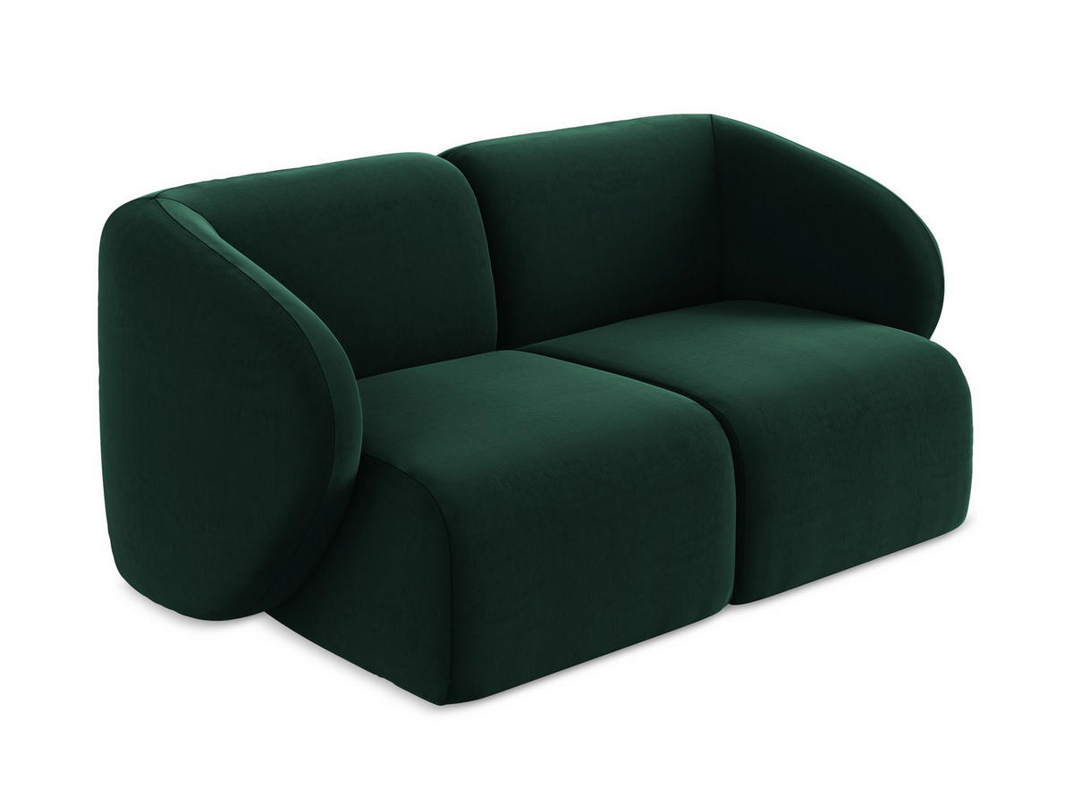 2-SITZER-SOFA Samt Stoff Grün - Dunkelgrün/Schwarz, Holzwerkstoff/Kunststoff (174/75/94cm) - Makamii