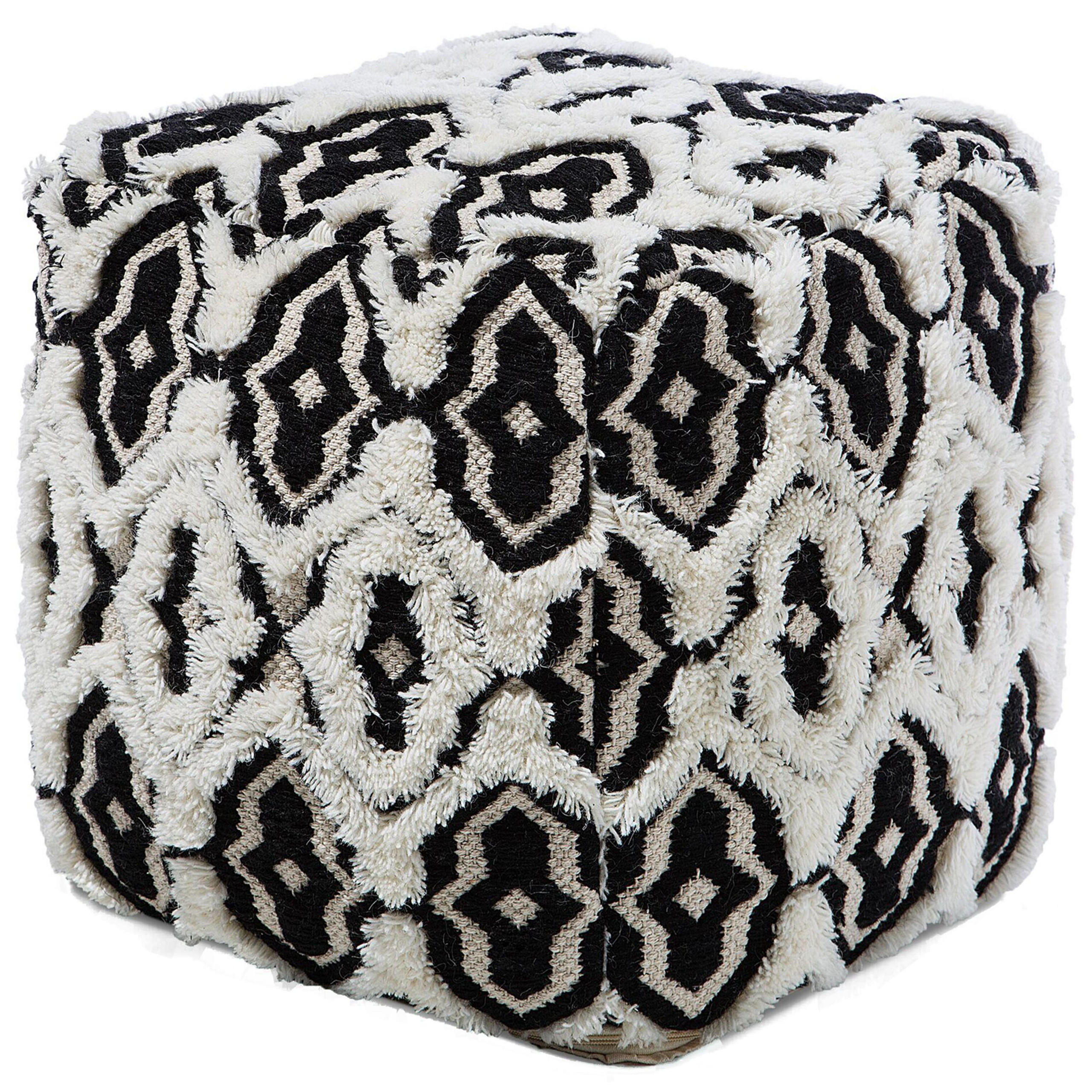 POUF Orai 45/45/45 cm - Schwarz, Naturmaterialen/Textil (45/45/45cm) - Beliani