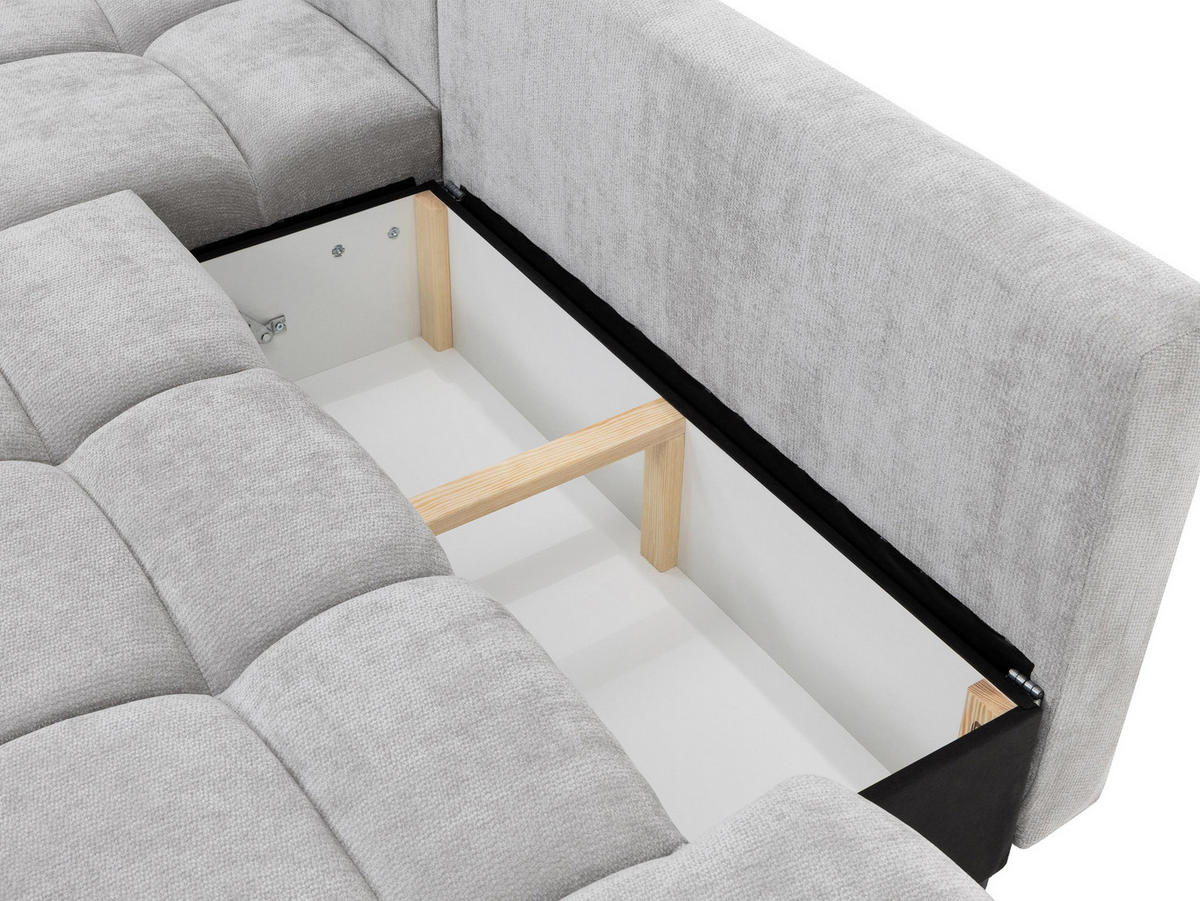 ECKSOFA Soffi, Seite: Links - Schwarz/Naturfarben, Holz/Kunststoff (283/166cm) - MIRJAN24