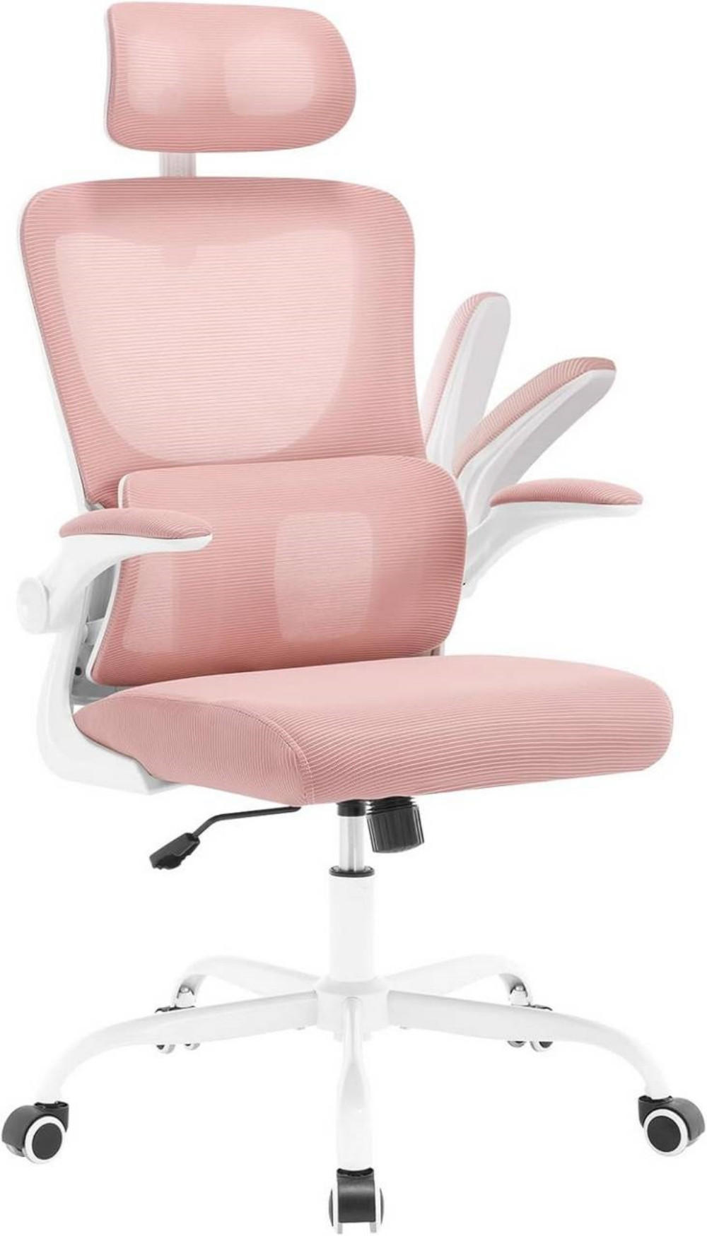 BÜROSTUHL ergonomisch, Netzstoff, Rosa - Schwarz/Rosa, Kunststoff/Textil (62/116/69.5cm) - Woltu