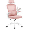 BÜROSTUHL ergonomisch, Netzstoff, Rosa - Schwarz/Rosa, Kunststoff/Textil (62/116/69.5cm) - Woltu