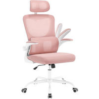 BÜROSTUHL ergonomisch, Netzstoff, Rosa - Schwarz/Rosa, Kunststoff/Textil (62/116/69.5cm) - Woltu