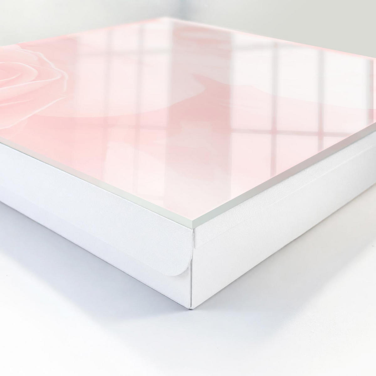 SCHLÜSSELBOX Weiß 30x30 cm – Türöffnung nach rechts - Pastellrosen - Pink, Metall (30/30/5cm) - TULUP