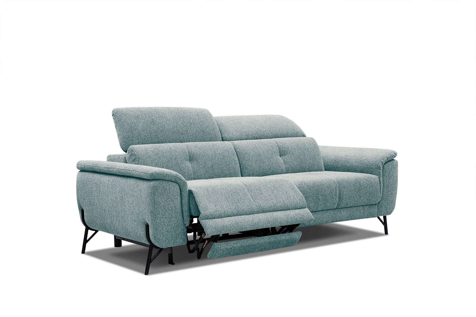 SOFA AVENA 3-Sitzer mit 1 Relaxfunktion, mintgrün - Mintgrün, Holzwerkstoff/Textil (204/80/108cm) - Courtois Laville