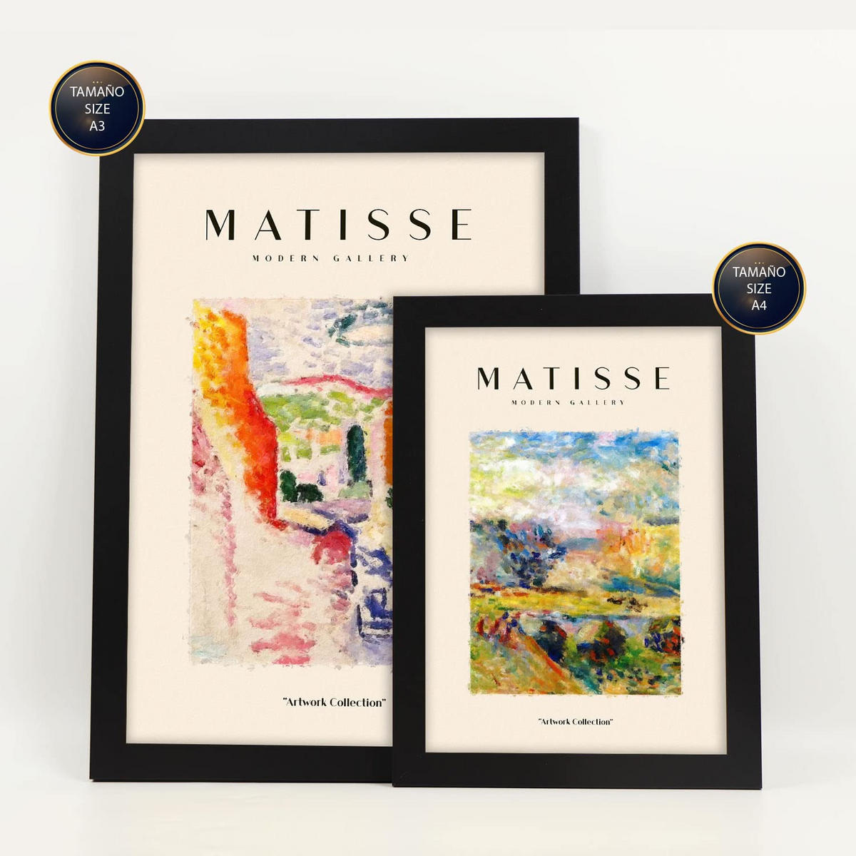 POSTER Set Mit 6 Von Picasso Und Matisse Letztes Jahrhundert Drucke Des Fauvismus Und Surrealismus Für Innenarchitektur A3 & A4 Schwarzer Rahmen - Schwarz, Papier (29/3cm) - Nacnic