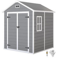 GARTENSCHUPPEN DE-08113 mit Boden, Fenster & Holzoptik Grau - Grau, Kunststoff (151/219/182cm) - ComfortXL