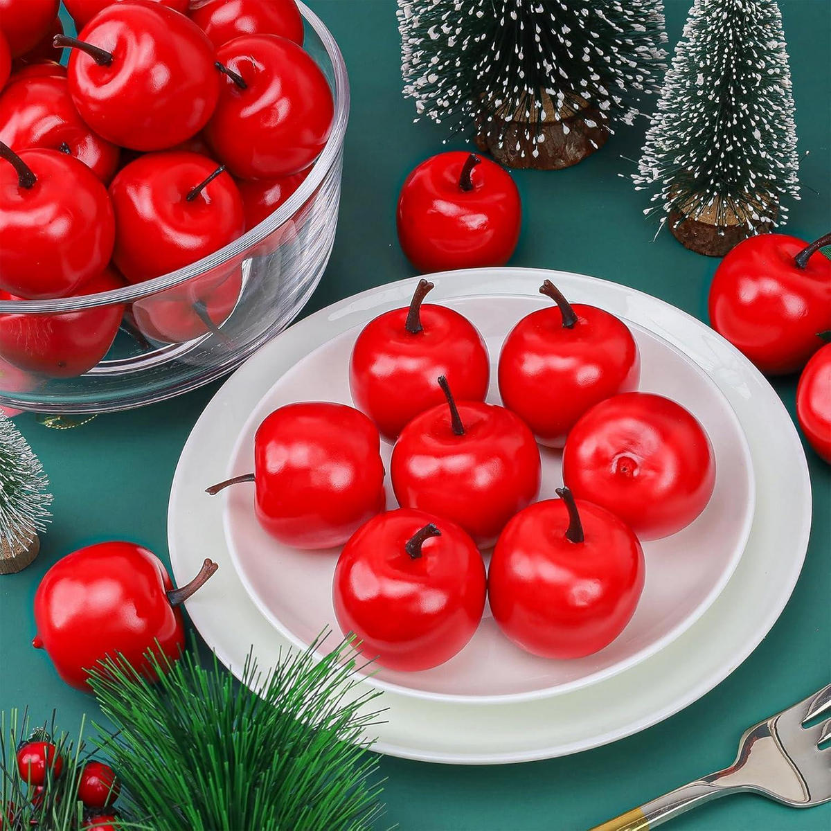 KÜNSTLICHE Äpfel 27-teiliges Set Rot - Rot, Kunststoff (9.8cm)