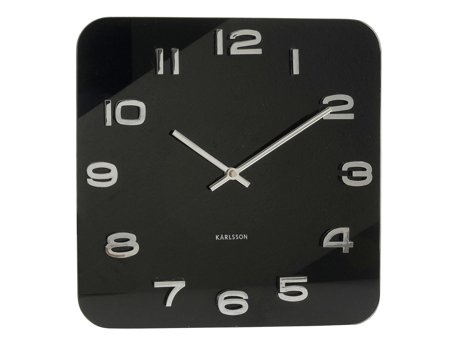 WANDUHR Vintage Squared 4/35/35 cm - Schwarz, Glas (35/35/4cm) - Karlsson