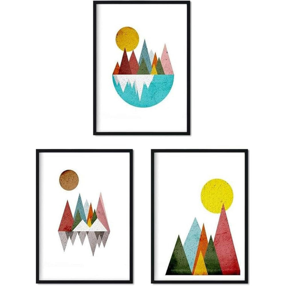 POSTER Set Mit 3 Berglandschaften In Pastelltönen A3 Rahmenlos - Klar, Papier (29.7/5/42cm) - Nacnic