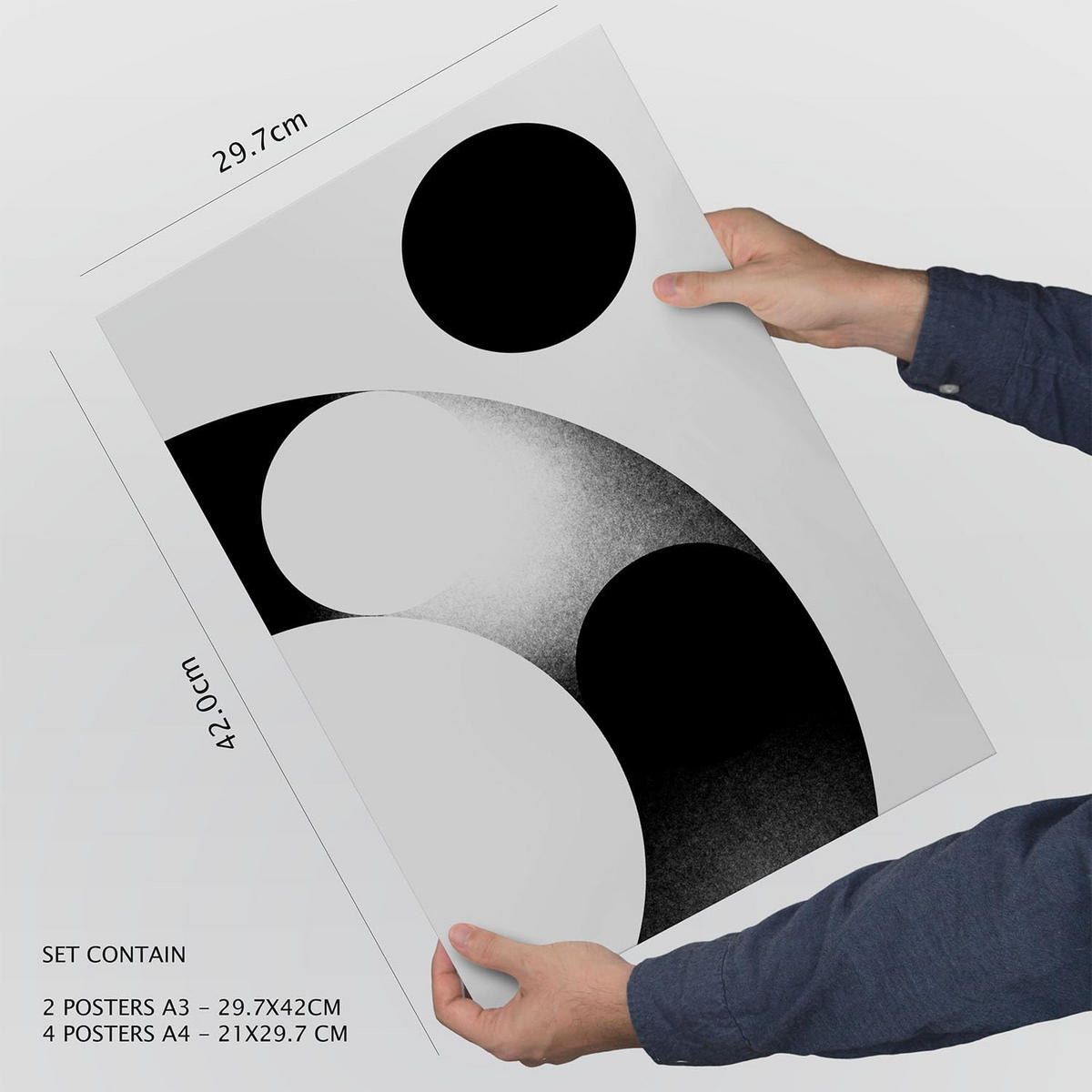 POSTER Set Mit 6 Stille Streifen In Liebhaber Abstrakt Ästhetische Dekorative Gemälde Für Ihr Wohnzimmer, Schlafzimmer, Zuhause A3 & A4 Rahmenlos - Klar, Papier (29/3cm) - Nacnic
