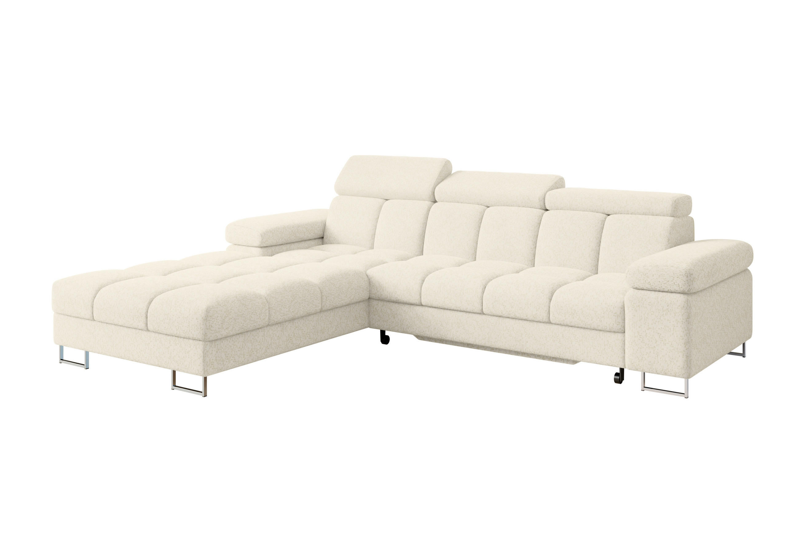 ECKSOFA mit Schlaffunktion Ottomane Links COMA L 271x203x79 Creme Tissu - Creme, Holzwerkstoff/Textil (271/203cm) - ALTDECOR