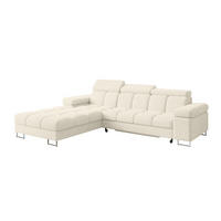 ECKSOFA mit Schlaffunktion Ottomane Links COMA L 271x203x79 Creme Tissu - Creme, Holzwerkstoff/Textil (271/203cm) - ALTDECOR
