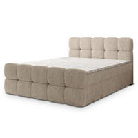 BOXBETT BRUME 180x200 cm mit Matratze und Topper, H2+H3 - Beige - Beige, Holz (180/200cm) - MASSENO