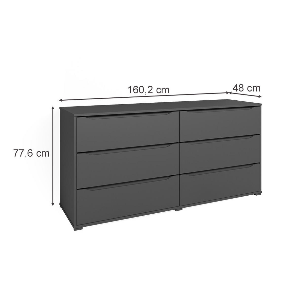 KOMMODE Ruben Anthrazit 160 x 77.6 cm - Anthrazit, Holzwerkstoff (48/77.6/160cm) - Vicco