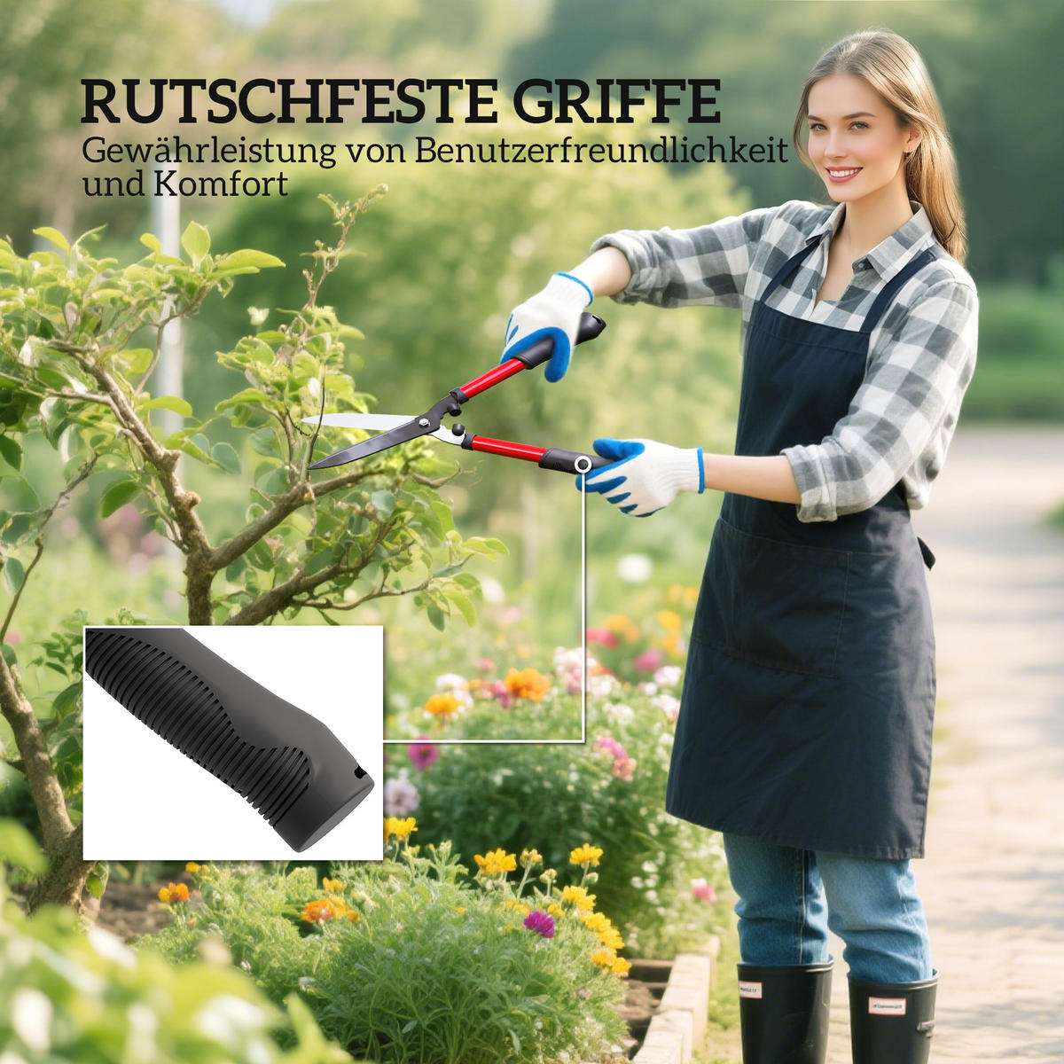 GARTENSCHERENSET 3-teilig aus Metall, Kunststoff Rot - Rot, Metall (20/2.4/65cm) - Outsunny
