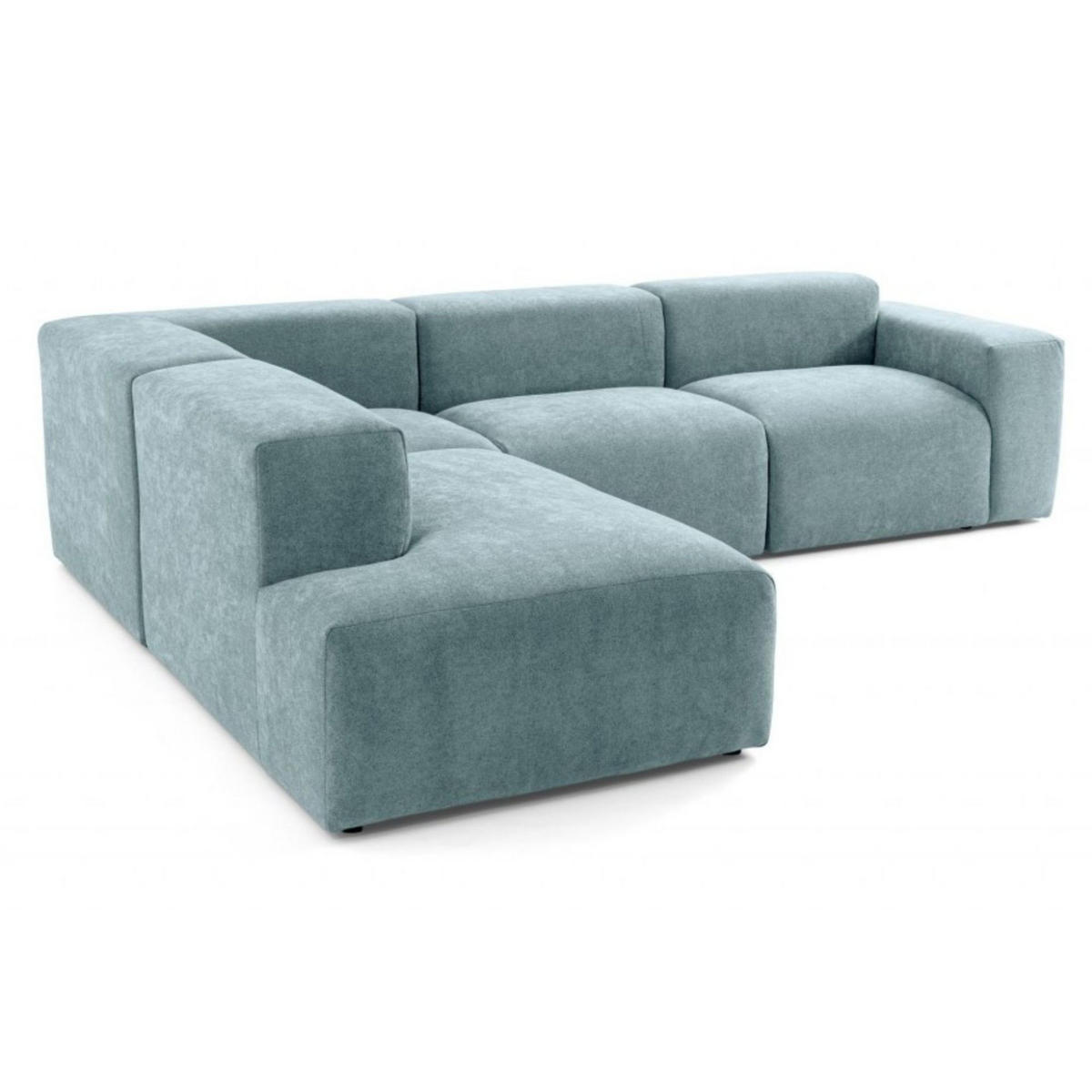 4-SITZER modulares Ecksofa HEAVEN SET 2 Links, Breite 300 cm Webstoff Blaugrau - Blaugrau/Schwarz, Holz/Kunststoff (300/245cm) - Muffo